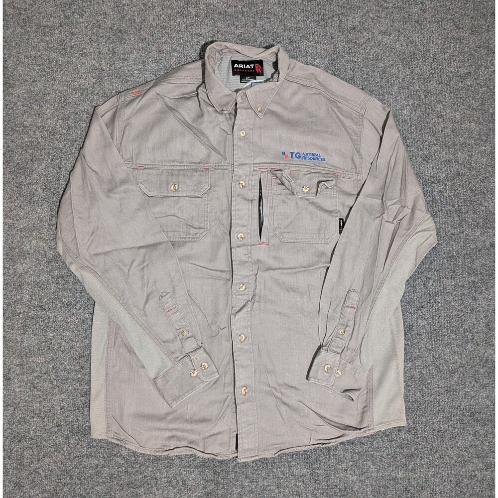 Ariat FR Shirt Mens Large Long Sleeve Workwear Gray